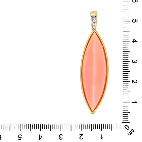 Anhänger, 18K, Gelbgold, Engelshautkoralle