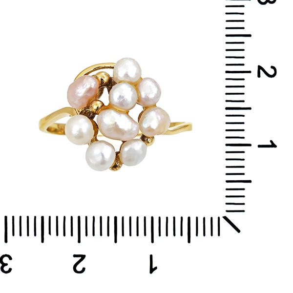 Ring, 14K, Gelbgold, Perlen