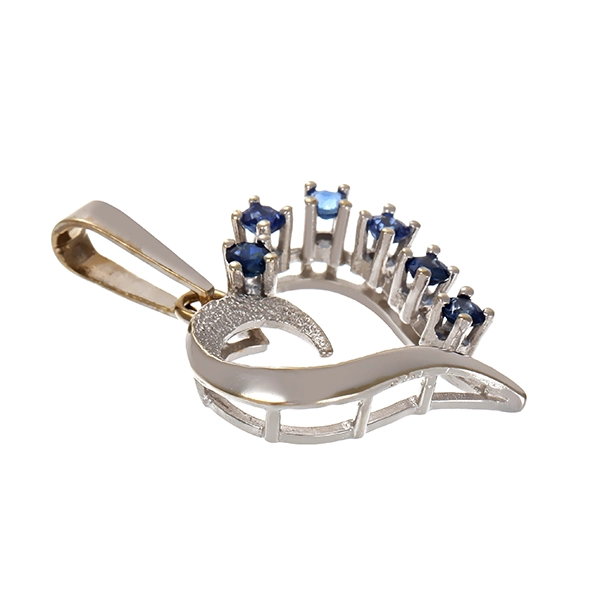 Anhänger, 14K, Gelbgold rhodiniert, Saphir, Herz