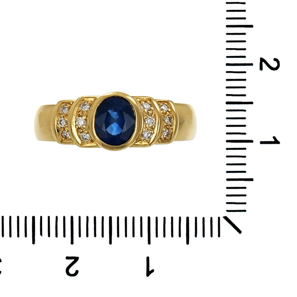 Ring, 14K, Gelbgold, Brillant, Saphir