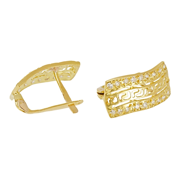 Ohrringe, 18k, Gelbgold, Zirkonia
