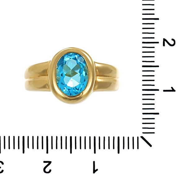 Ring, 14K, Gelbgold, Topas blau