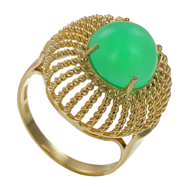 Ring, 14K, Gelbgold, Chrysopras