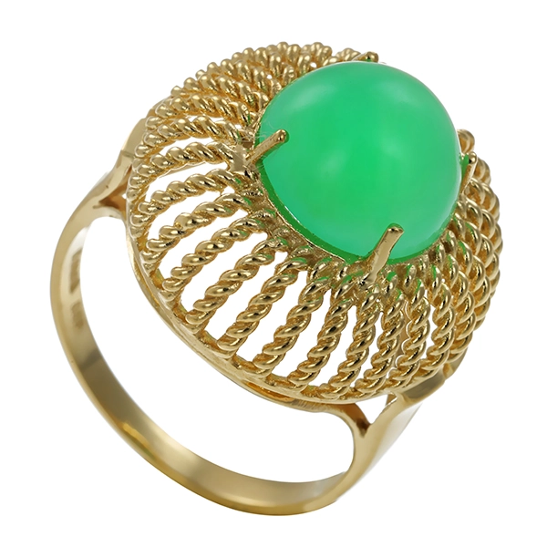 Ring, 14K, Gelbgold, Chrysopras