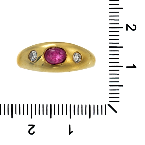 Ring, 14K, Gelbgold, Rubin, Brillanten
