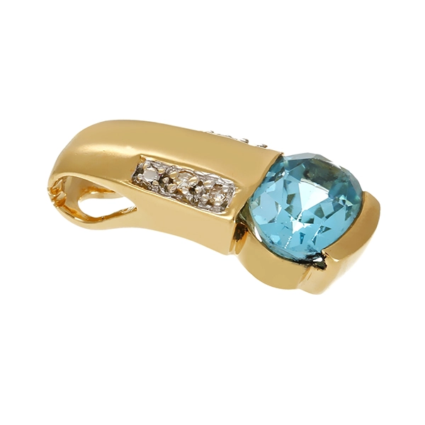 Anhänger, 14K, Gelb-/Weißgold, Topas, Diamanten