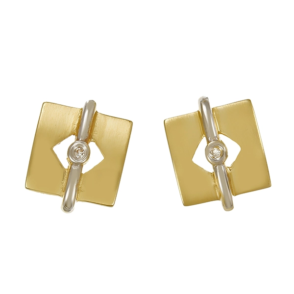Ohrstecker, 14K, Gelb-/Weißgold, Diamanten