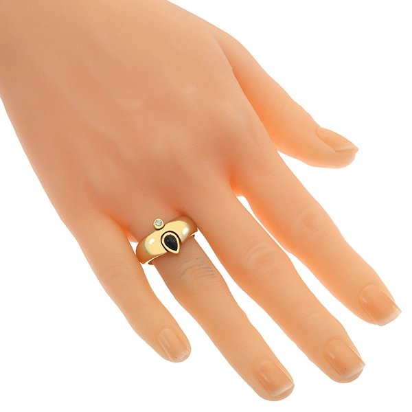 Ring, 14K, Gelbgold, Saphir, Brillanten