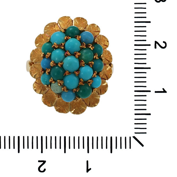 Ring, 18K, Gelbgold, Türkise