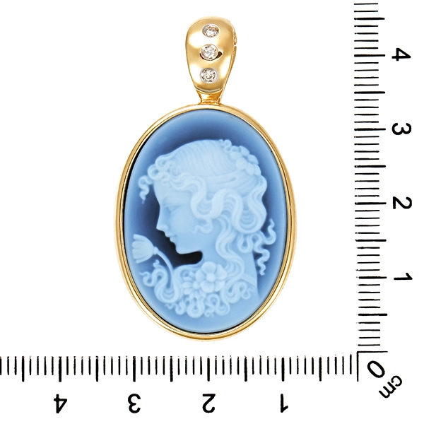 Anhänger, 14K, Gelbgold, Brillant, Gemme