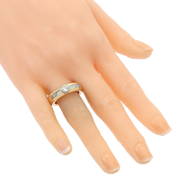 Diamantring, 18K, Gelb-/Weißgold, Brillant 0,46ct, Diamanten, 0,88ct