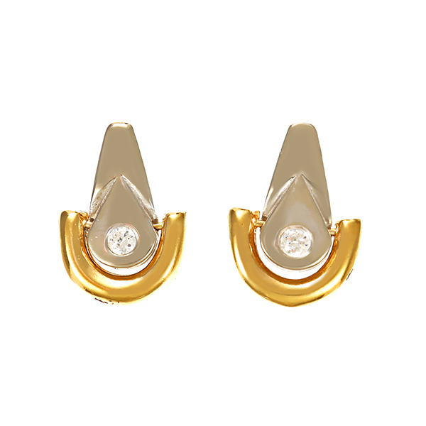 Steckhänger, 14K, Gelb-/Weißgold, Zirkonia