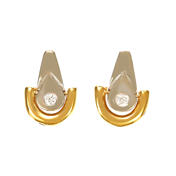 Steckhänger, 14K, Gelb-/Weißgold, Zirkonia