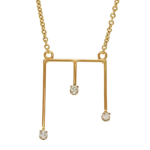 Collier, 14K, Gelbgold, 3 Brillanten 0,17ct