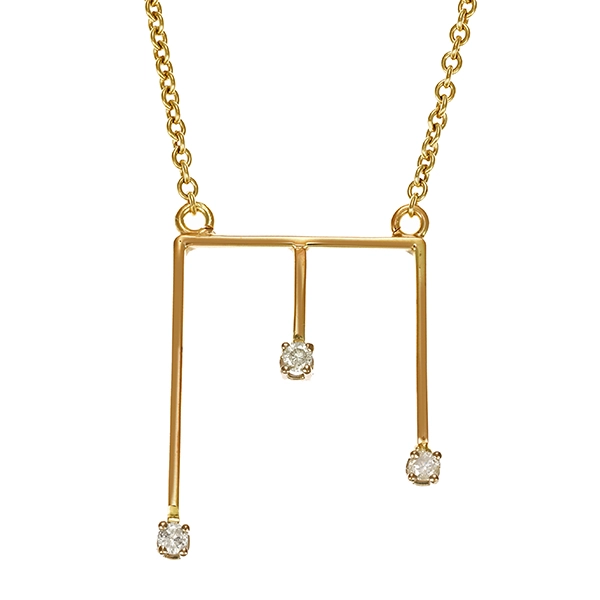 Collier, 14K, Gelbgold, 3 Brillanten 0,17ct