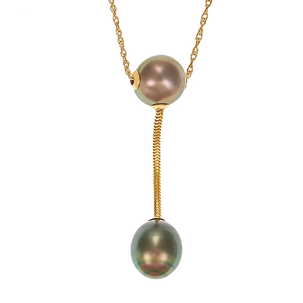 Collier, 14K, Gelbgold, Perlen