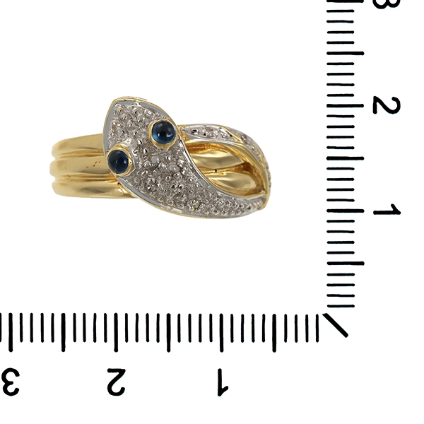 Ring, 14K, Gelb-/Weißgold, Diamanten, Saphir