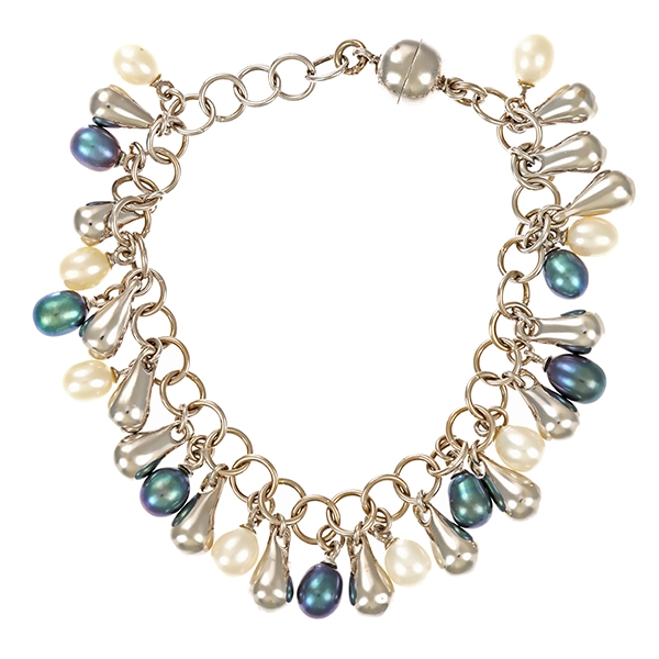 Armband, 14K, Weißgold, Perle
