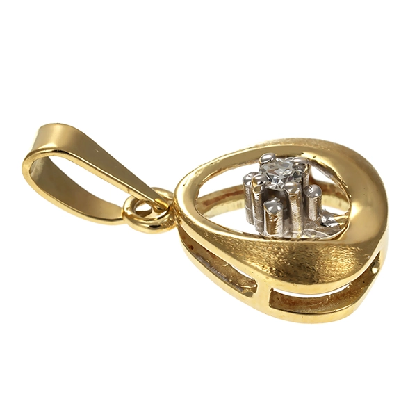 Anhänger, 14K, Gelb-/Weißgold, Diamant