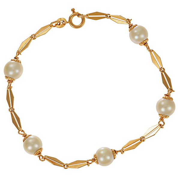 Armband, 18K, Gelbgold, Perlen