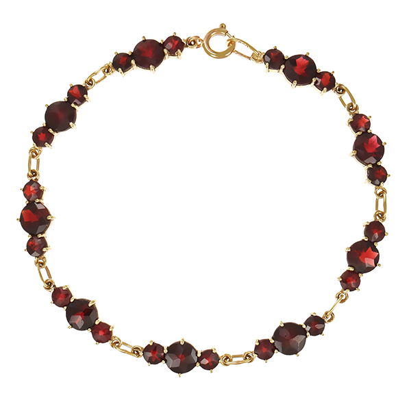 Armband, 8K, Gelbgold, Granat