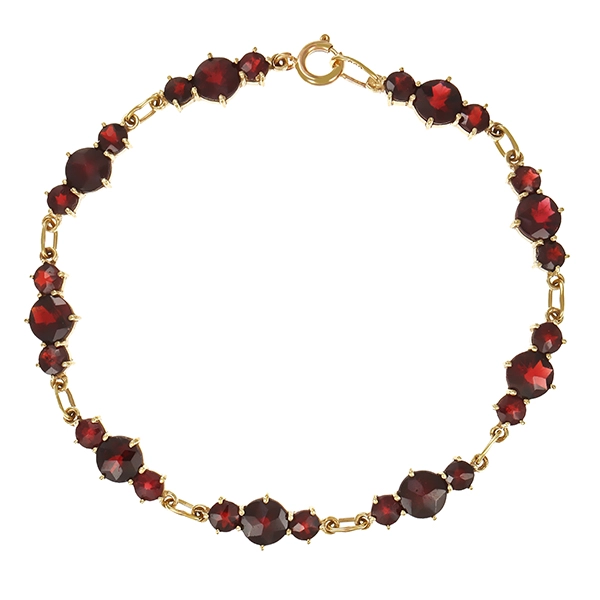 Armband, 8K, Gelbgold, Granat