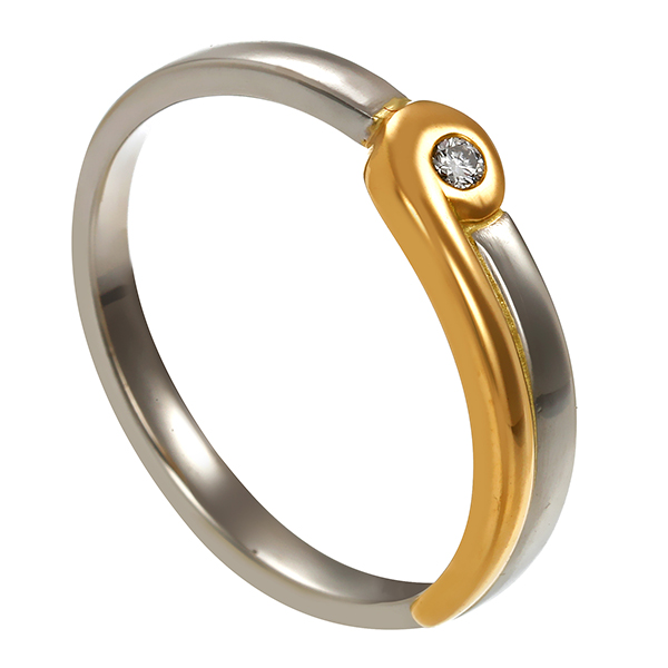 Diamantring, Pt950 Platin/Gelbgold, Brillant 