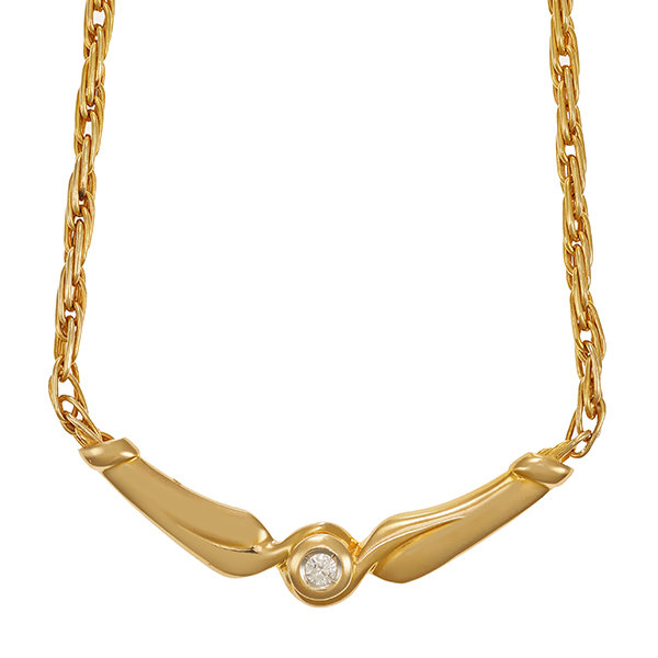 Collier, 14K, Gelbgold, Brillant