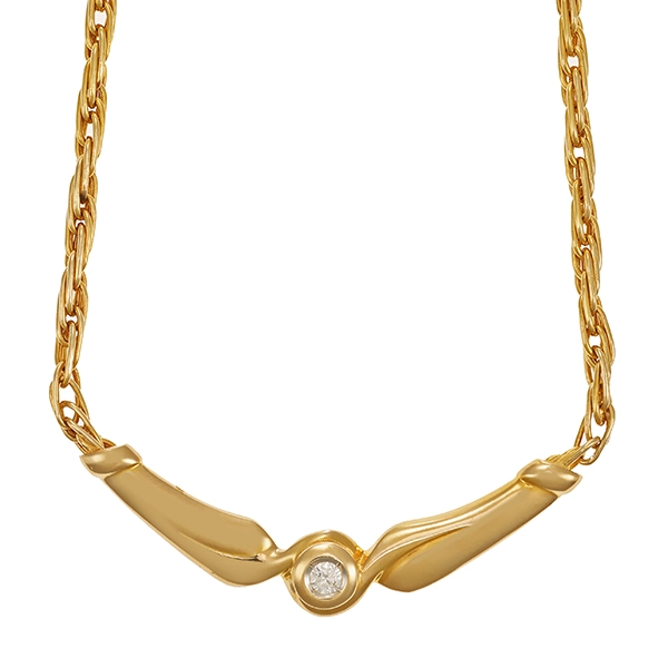 Collier, 14K, Gelbgold, Brillant
