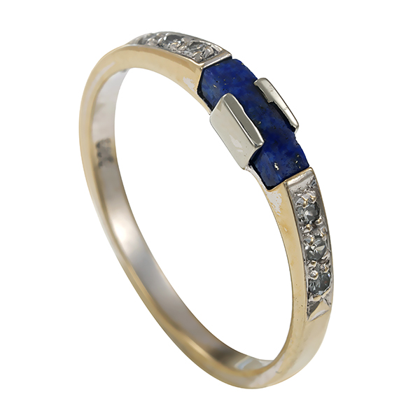 Ring, 14K, Weißgold, Lapis, Brillanten