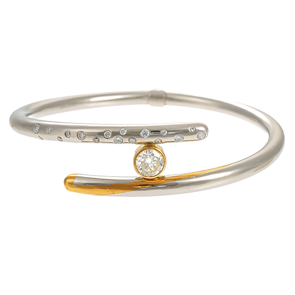 Armreif, 950 Platin/Gelbgold, Brillanten