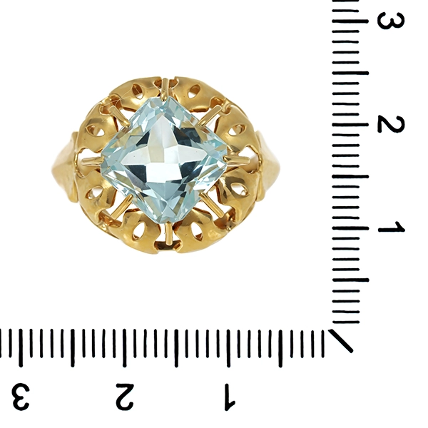 Ring, 14K, Gelbgold, Aquamarin