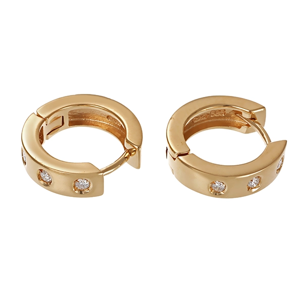 Creolen, 14K, Gelbgold, 6 Brillanten