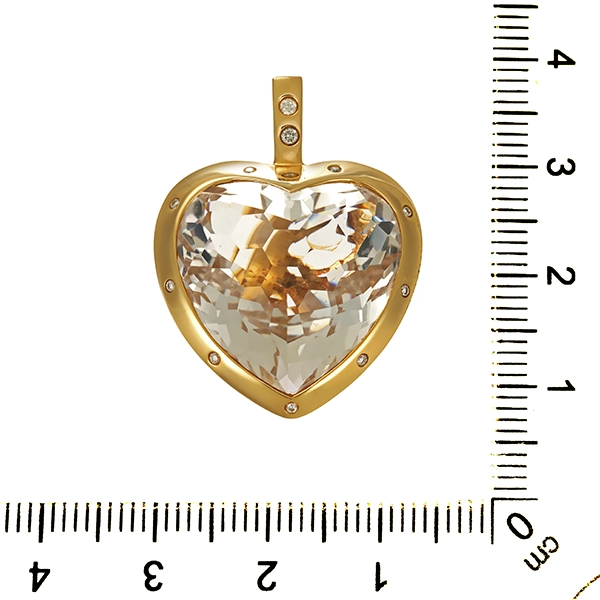 Anhänger, 18K, Gelbgold, Bergkristall, Brillanten