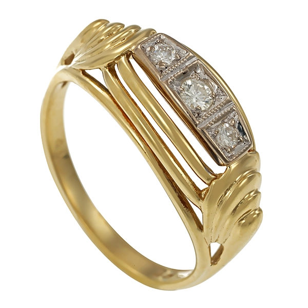 Diamantring, 14K, Gelb-/Weißgold, Brillanten