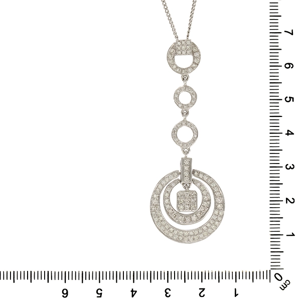 Collier, 18K, Weißgold, Brillanten, Panzer-