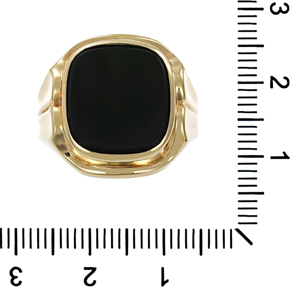 Herrenring, 14K, Gelbgold, Onyx