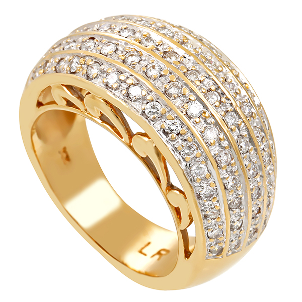 Diamantring, 14K, Gelb-/Weißgold, Brillanten 1,10 ct
