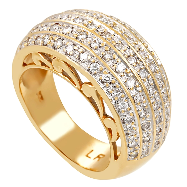Diamantring, 14K, Gelb-/Weißgold, Brillanten 1,10 ct