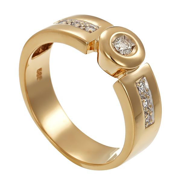 Ring, 14K, Gelb-/Weißgold, Brillant, Diamanten