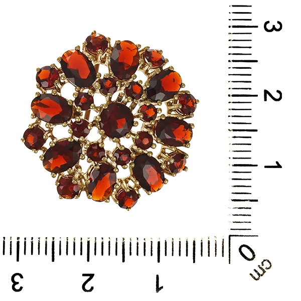 Brosche, 8K, Gelbgold, Granat