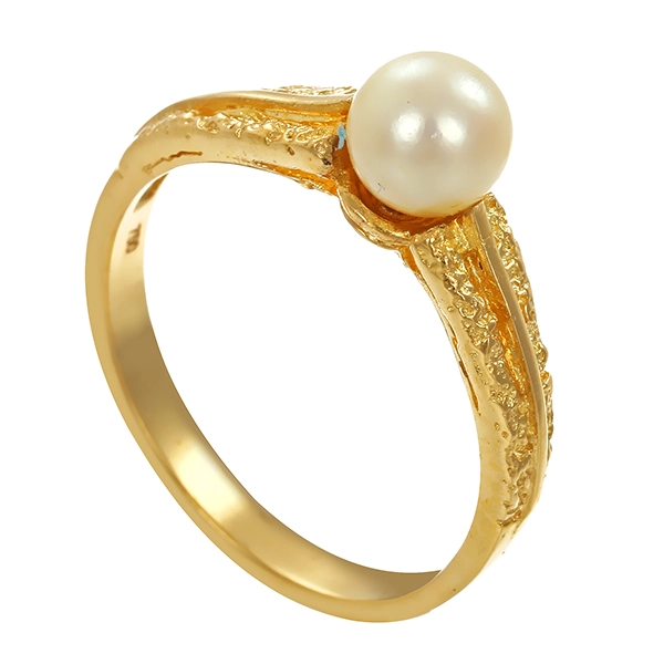 Ring, 18K, Gelbgold, Perle