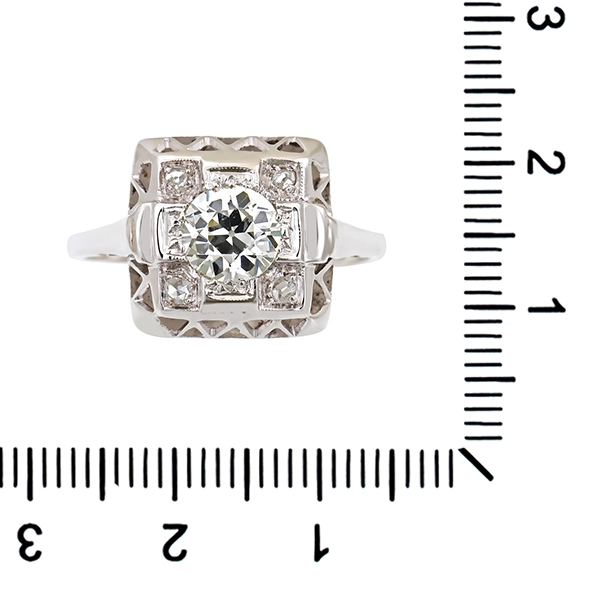 Diamantring, 14K, Weißgold, Diamant 0,75 ct, Diamantrosen