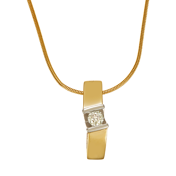 Collier, 14K, Gelb-/Weißgold, Brillant, Schlangen-
