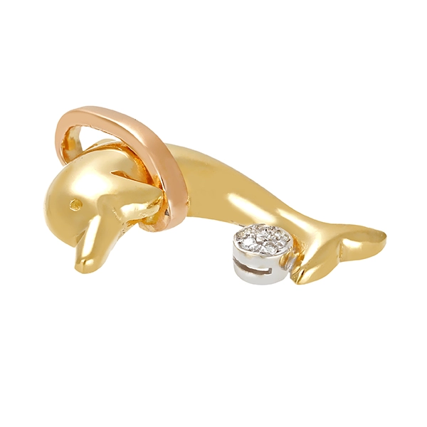 Anhänger, 18K, Gelb-/Weißgold, Brillant, Delphin