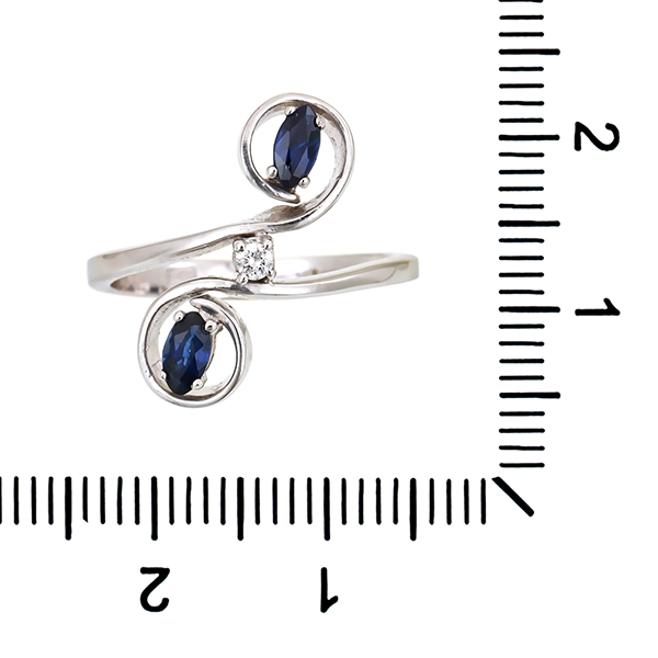 Ring, 14K, Weißgold, Saphir, Brillant