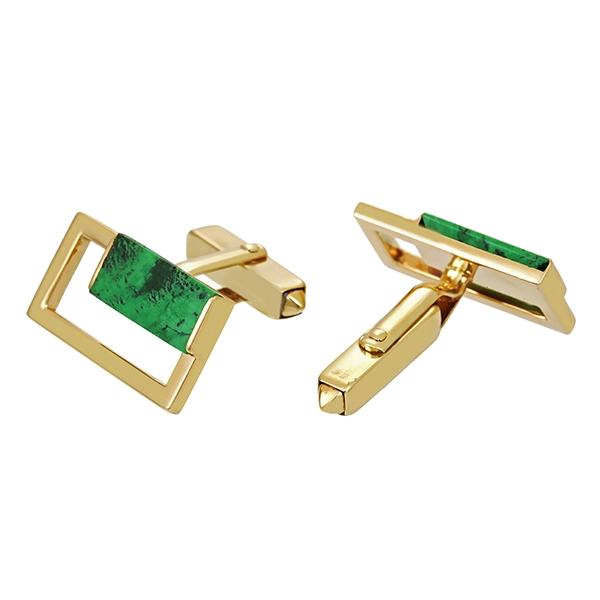 Manschettenknöpfe, 14K, Gelbgold, Chloromelanit