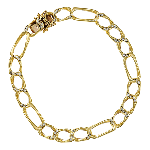 Armband, 14K, Gelb-/Weißgold, Diamanten