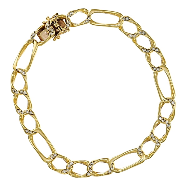 Armband, 14K, Gelb-/Weißgold, Diamanten