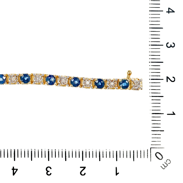 Armband, 14K, Gelb-/Weißgold, Saphire, Diamanten